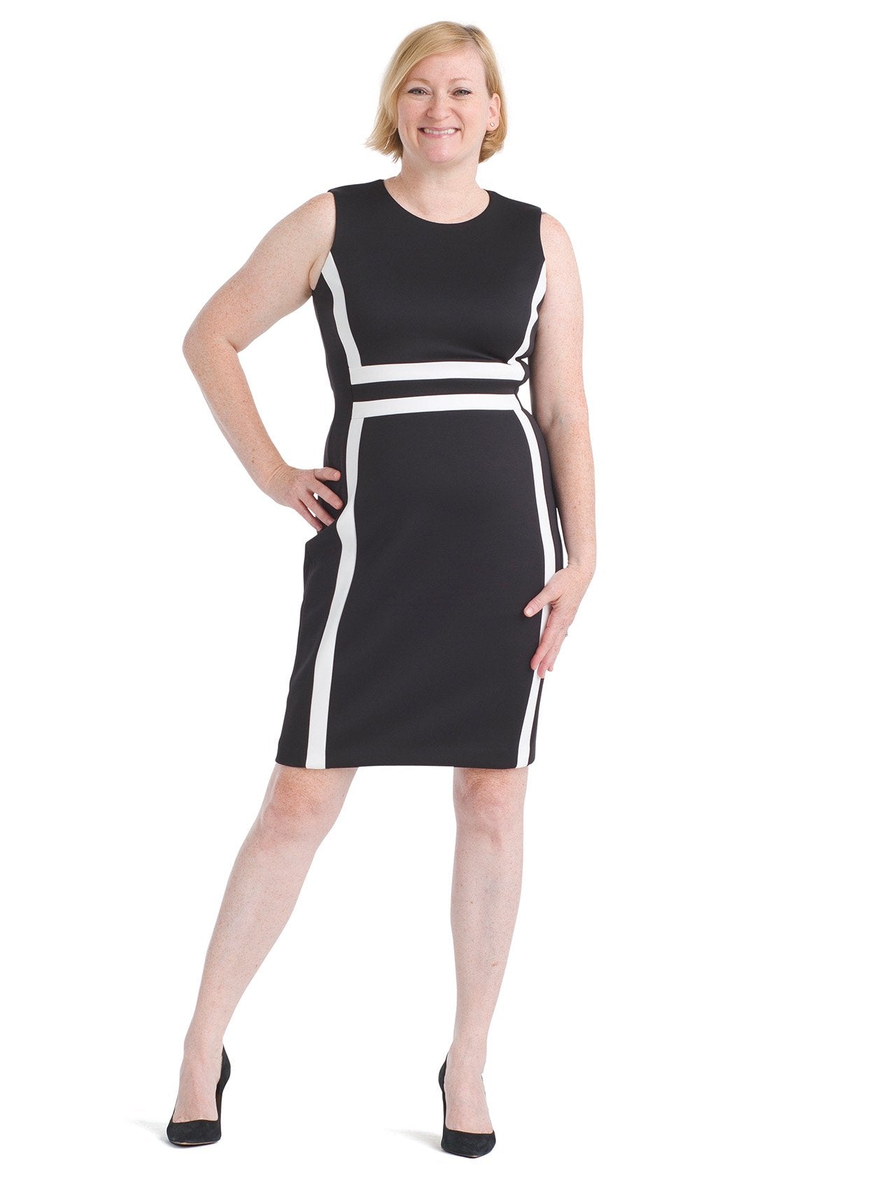black and white color block dress